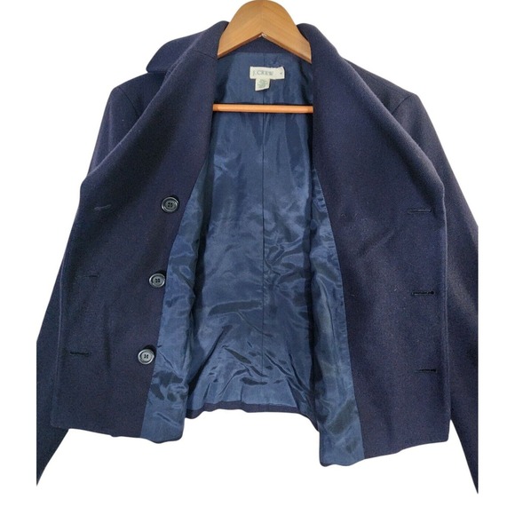 J. Crew Wool Jacket Women's Size 6 Navy Blue Double Breasted Nautical Pea Coat - Picture 5 of 8